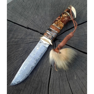 ШУКАЧ СКАРБІВ ніж ручної роботи майстра Павла Гончаренка, сталь - ДІ69-МП в ламінаті з нержавіючого дамаску 65 HRC. Photo 2